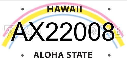 AX22008 Hawaii License Plate