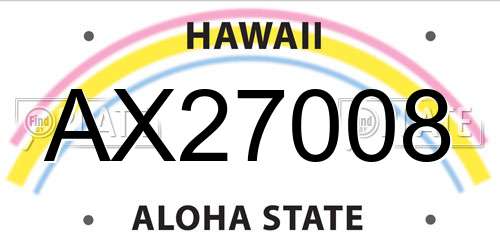 AX27008 Hawaii License Plate
