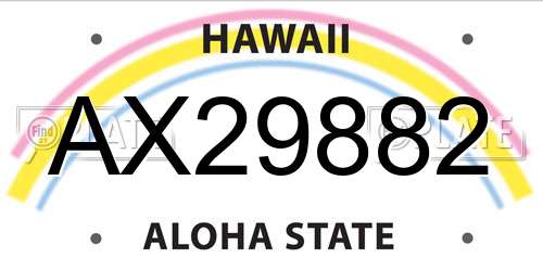 AX29882 Hawaii License Plate