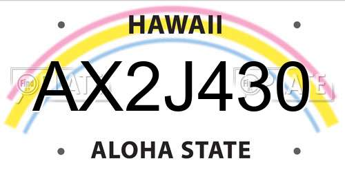 AX2J430 Hawaii License Plate