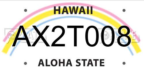 AX2T008 Hawaii License Plate