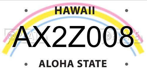 AX2Z008 Hawaii License Plate