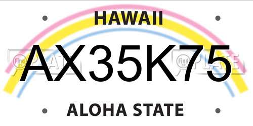 AX35K75 Hawaii License Plate