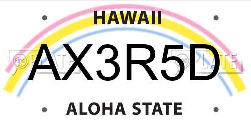 AX3R5D Hawaii License Plate