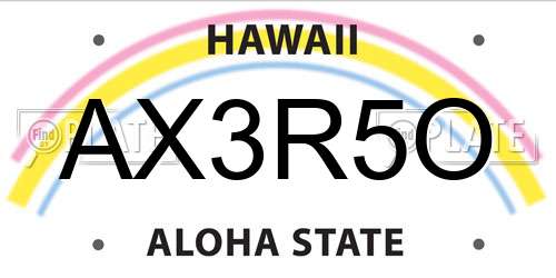 AX3R5O Hawaii License Plate