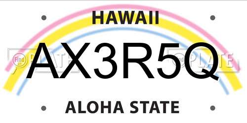 AX3R5Q Hawaii License Plate