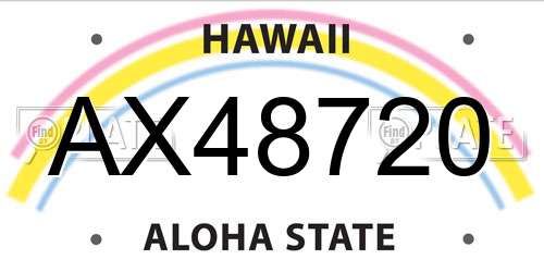 AX48720 Hawaii License Plate