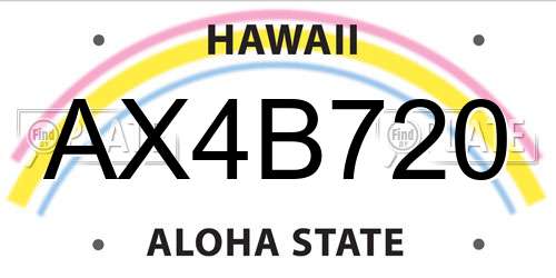 AX4B720 Hawaii License Plate