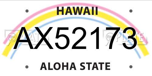 AX52173 Hawaii License Plate