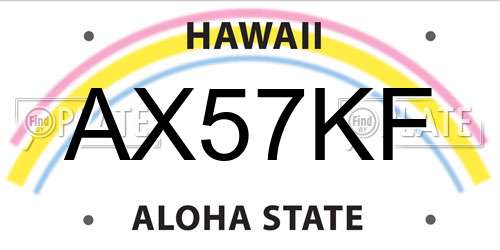 AX57KF Hawaii License Plate