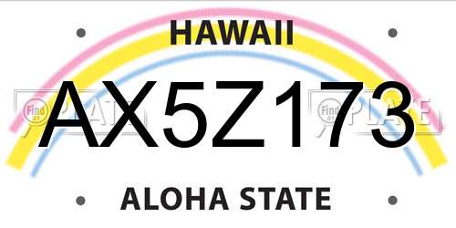 AX5Z173 Hawaii License Plate