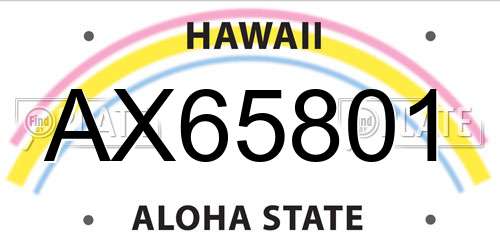 AX65801 Hawaii License Plate