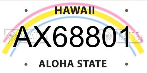 AX68801 Hawaii License Plate