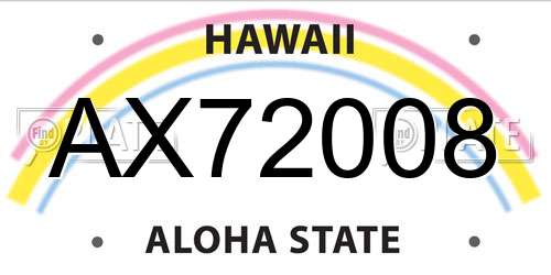 AX72008 Hawaii License Plate