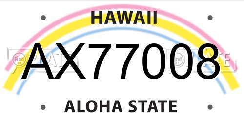 AX77008 Hawaii License Plate