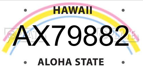 AX79882 Hawaii License Plate