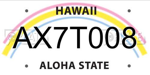 AX7T008 Hawaii License Plate