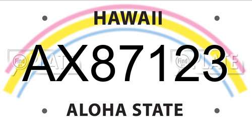 AX87123 Hawaii License Plate