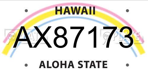 AX87173 Hawaii License Plate