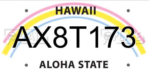 AX8T173 Hawaii License Plate