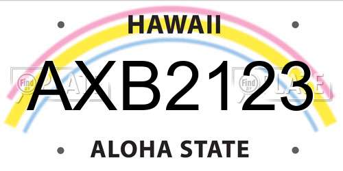 AXB2123 Hawaii License Plate