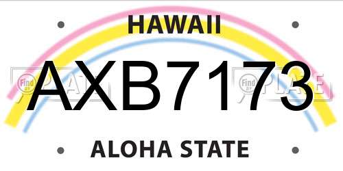 AXB7173 Hawaii License Plate