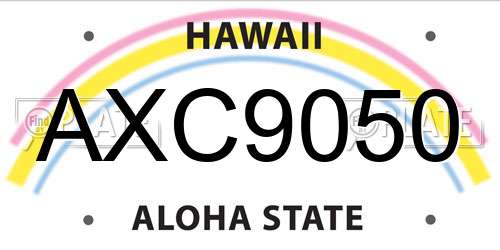 AXC9050 Hawaii License Plate