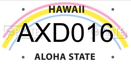 AXD016 Hawaii License Plate