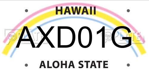 AXD01G Hawaii License Plate