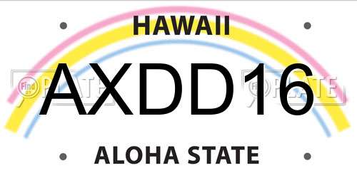 AXDD16 Hawaii License Plate