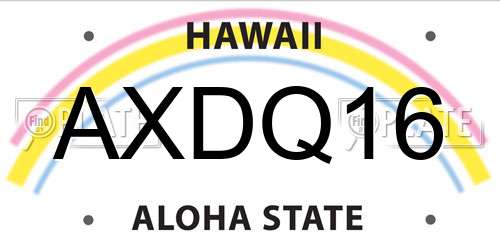 AXDQ16 Hawaii License Plate