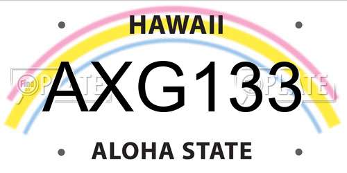 AXG133 Hawaii License Plate