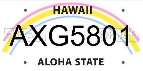 AXG5801 Hawaii License Plate