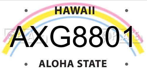 AXG8801 Hawaii License Plate