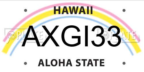 AXGI33 Hawaii License Plate