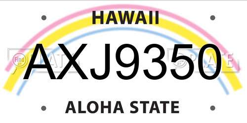 AXJ9350 Hawaii License Plate