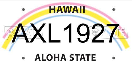 AXL1927 Hawaii License Plate