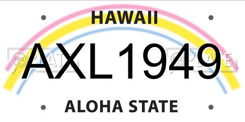 AXL1949 Hawaii License Plate