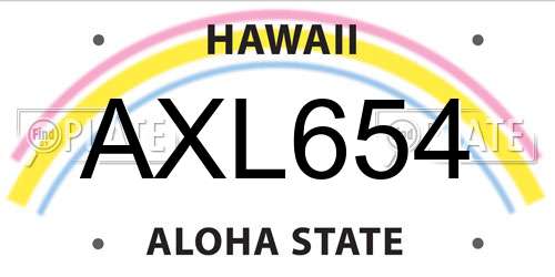 AXL654 Hawaii License Plate