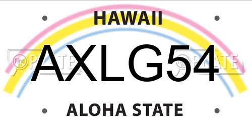 AXLG54 Hawaii License Plate