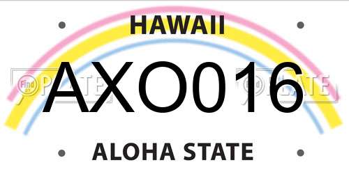 AXO016 Hawaii License Plate