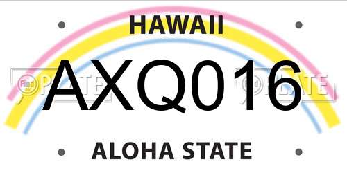 AXQ016 Hawaii License Plate