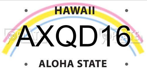 AXQD16 Hawaii License Plate