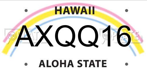 AXQQ16 Hawaii License Plate