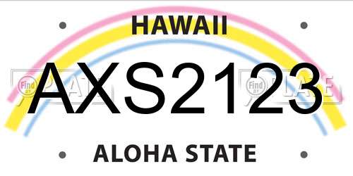 AXS2123 Hawaii License Plate