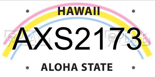 AXS2173 Hawaii License Plate