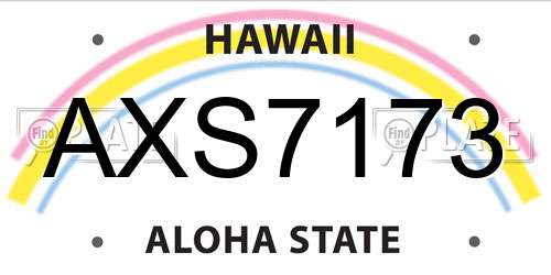 AXS7173 Hawaii License Plate