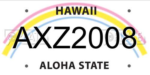 AXZ2008 Hawaii License Plate
