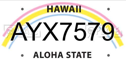 AYX7579 Hawaii License Plate
