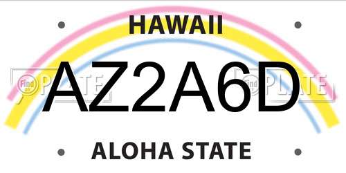 AZ2A6D Hawaii License Plate